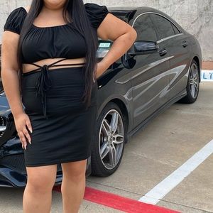 Shein curve black mini dresss